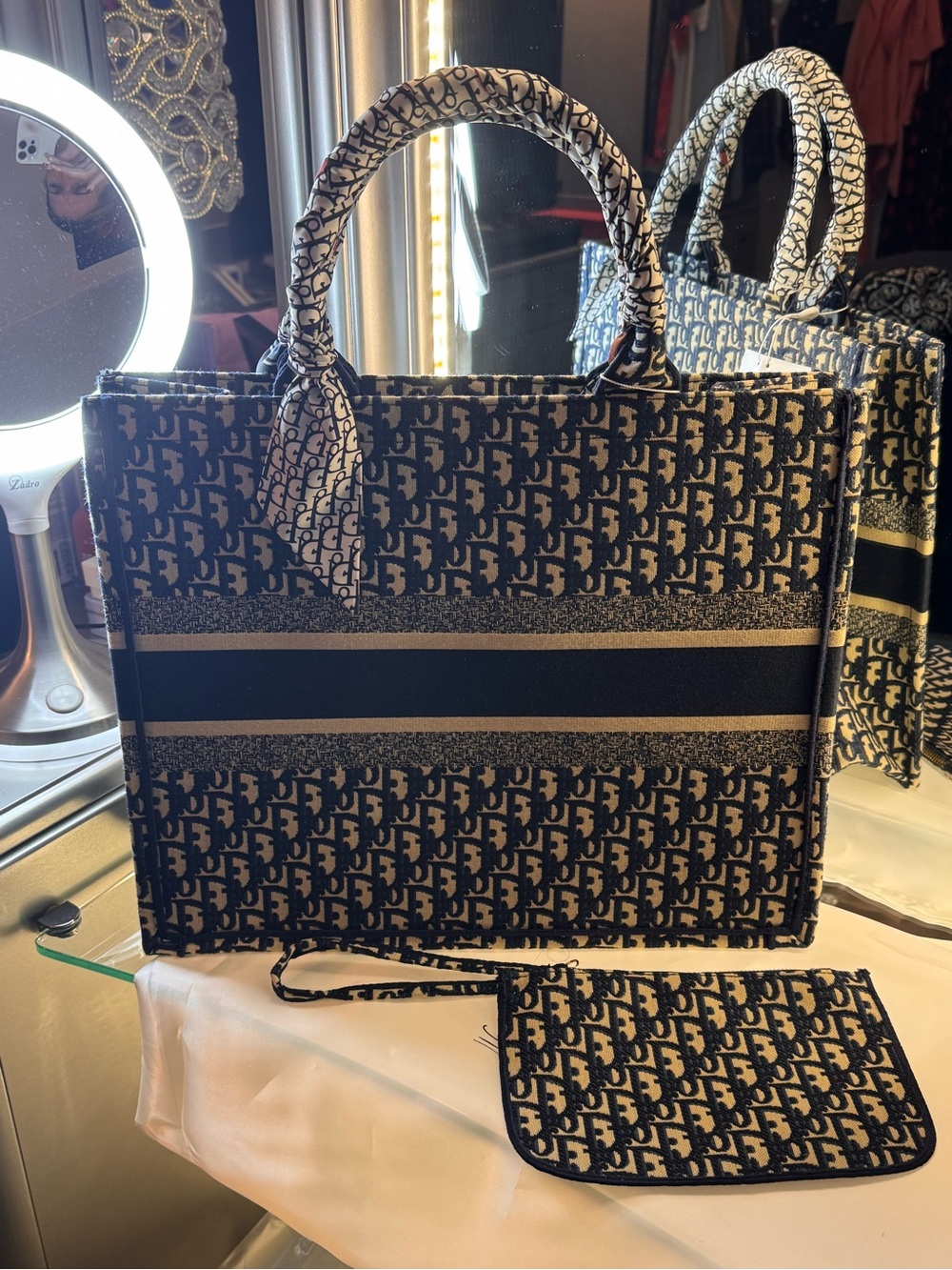 Navy & Beige Book Tote Bag - Picture 7 of 11